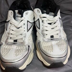 Reebok White, Silver and Black Athletic Shoes
